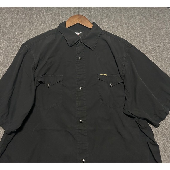 Ralph Lauren Other - Ralph lauren pearl snap shirt mens black short sleeve cotton XL vintage read